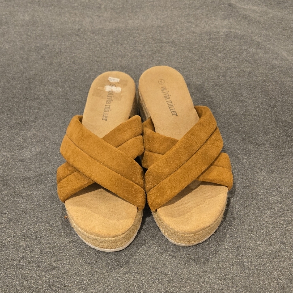 Olivia Miller Tan Espadrille Slip-On Shoes